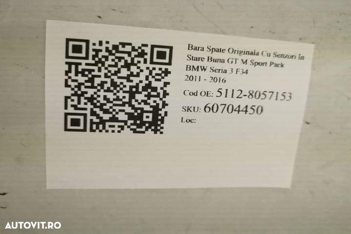 Bara Spate Originala Cu Senzori In Stare Buna GT M Sport Pack BMW Seri - 8