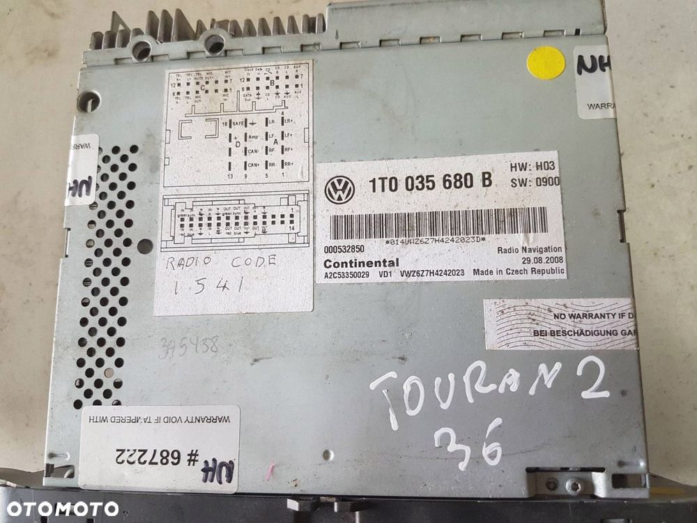 VW TOURAN II 2 10-15r GOLF VI PASSAT TIGUAN NAWIGACJA GPS RADIO 1T0035680B - 6