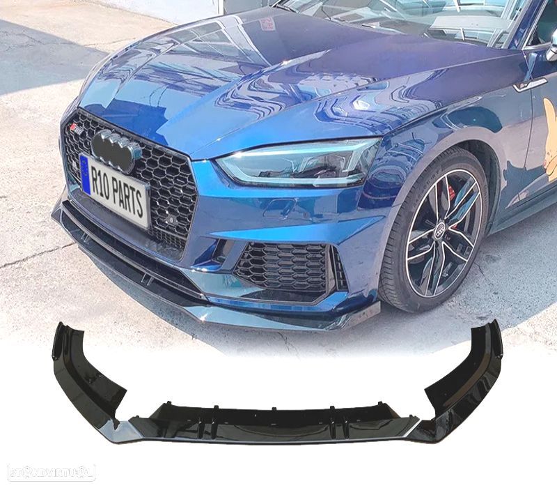 SPOILER LIP FRONTAL AUDI A5 17-20 LOOK RS5 ABT PRETO BRILHANTE - 1