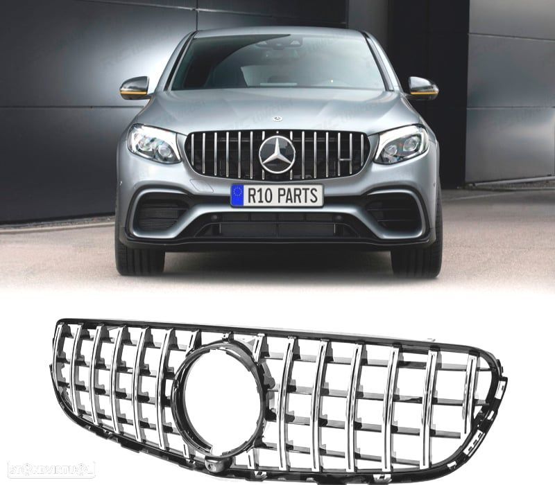 GRELHA FRONTAL MERCEDES CLASE GLC X253 15- LOOK AMG PRETO CROMADO - 1