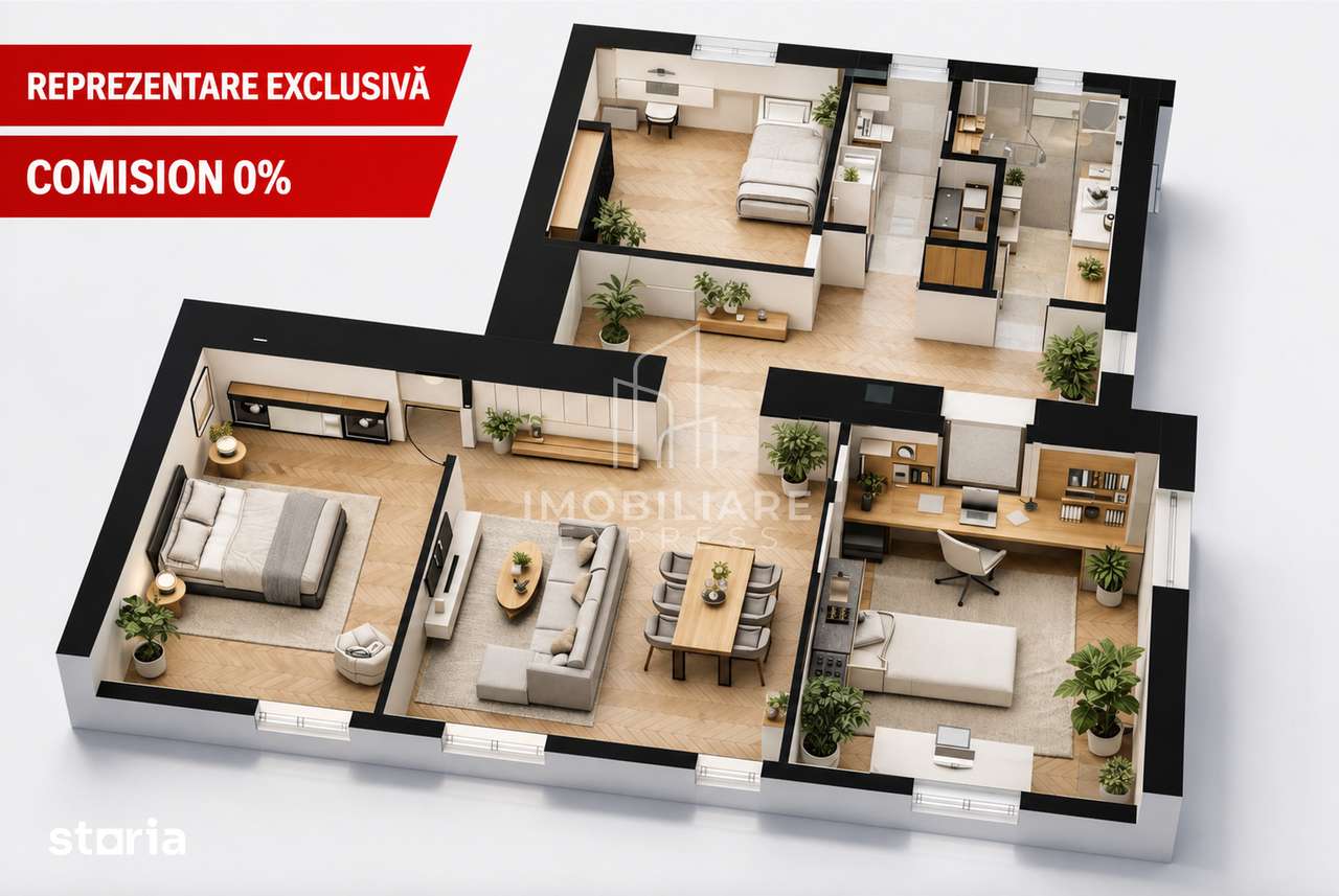Apartament semifinisat 4 camere – 120 mp SEMICENTRAL — fotografia 1