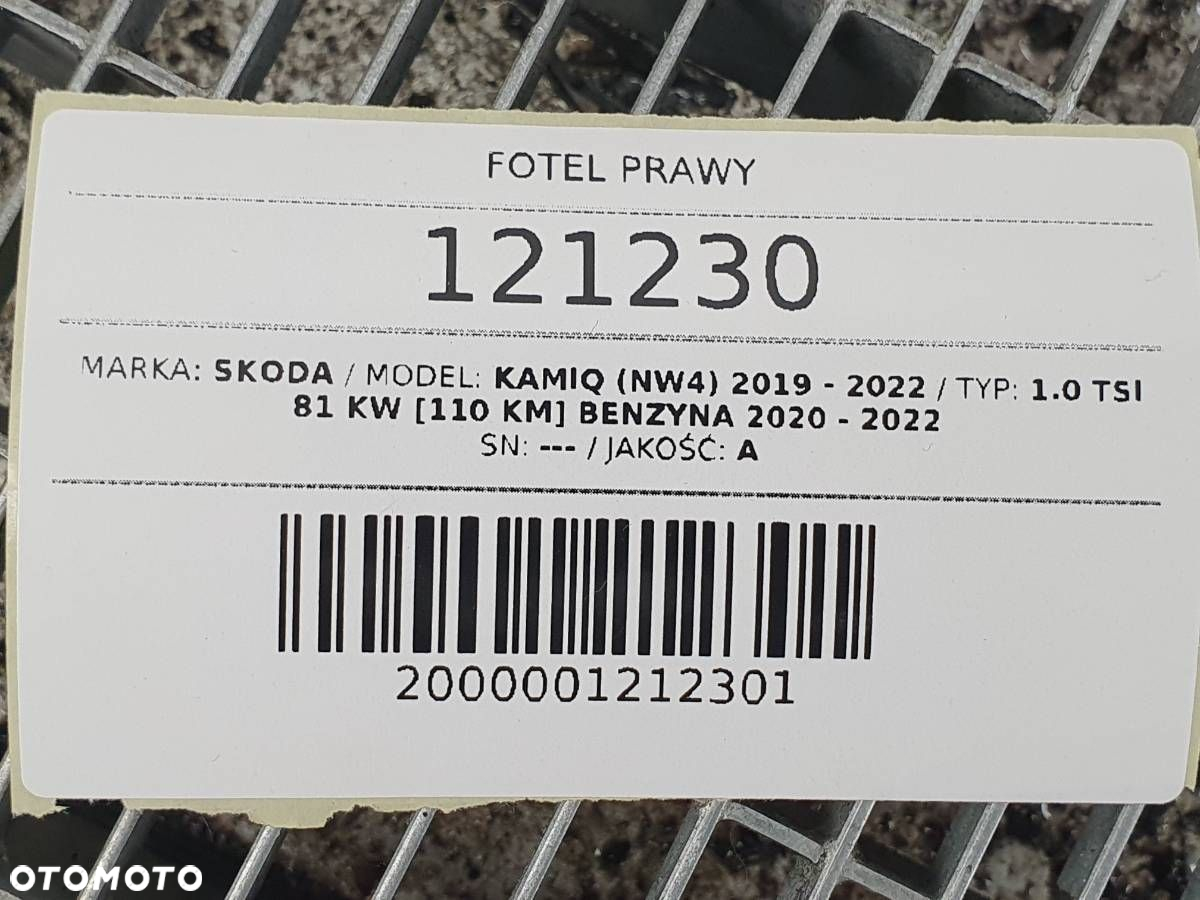 FOTEL PRZÓD PRZEDNI PRAWY PASAŻERA SKODA KAMIQ EU - 14