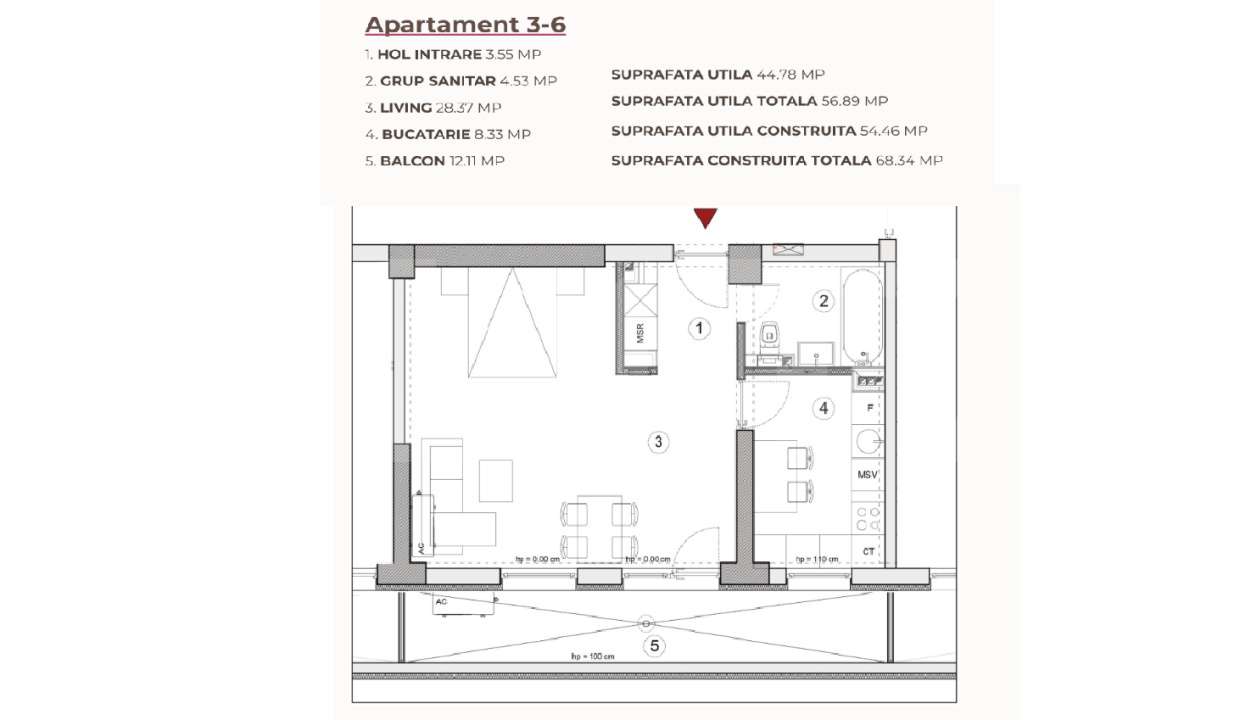 Studio, 56.89 mp intr-un ansamblu cu 0% Comision la Achizitie — fotografia 3