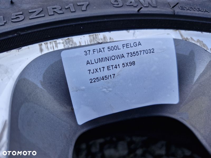 FIAT 500L FELGA ALUMINIOWA KOŁO ZAPASOWE 17 '' 7J ET41 5x98 225/45/R17 735577032 - 3