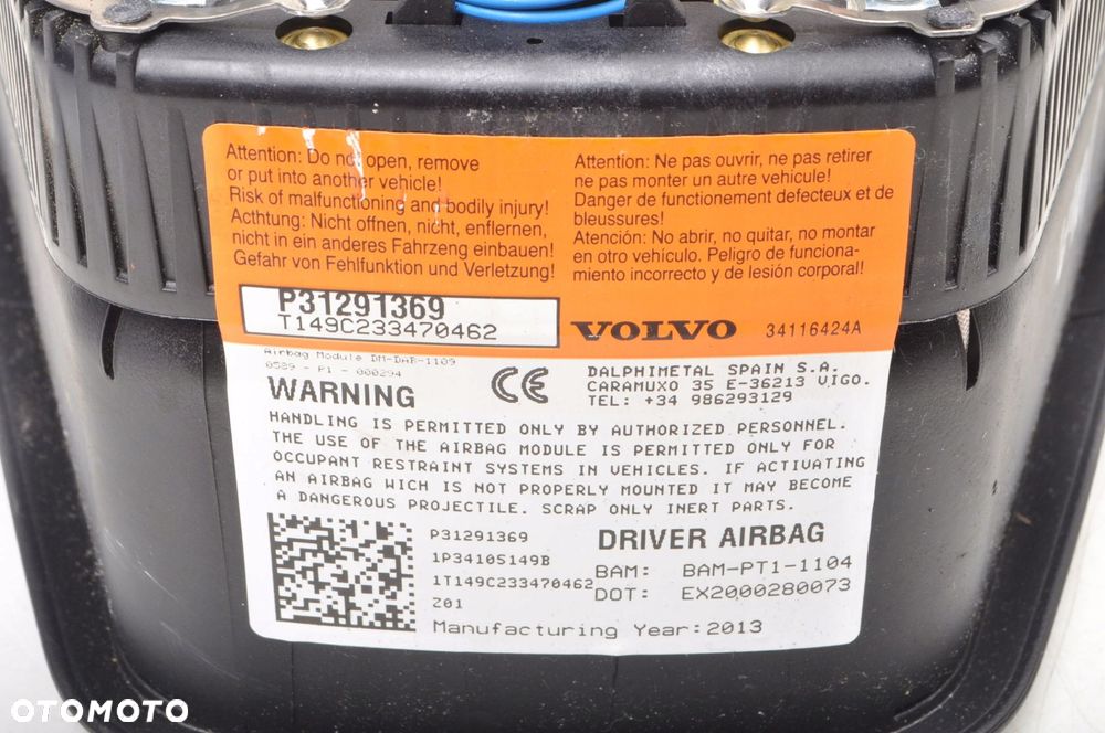 VOLVO V40 II PODUSZKA POWIETRZNA KIEROWCY AIRBAG 31291369 - 8