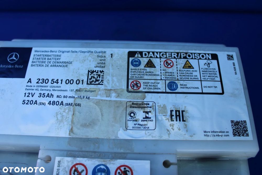 Akumulator AGM 12V 35Ah 520A sprawny OE Mercedes SL R230 W230 A2305410001 - 8