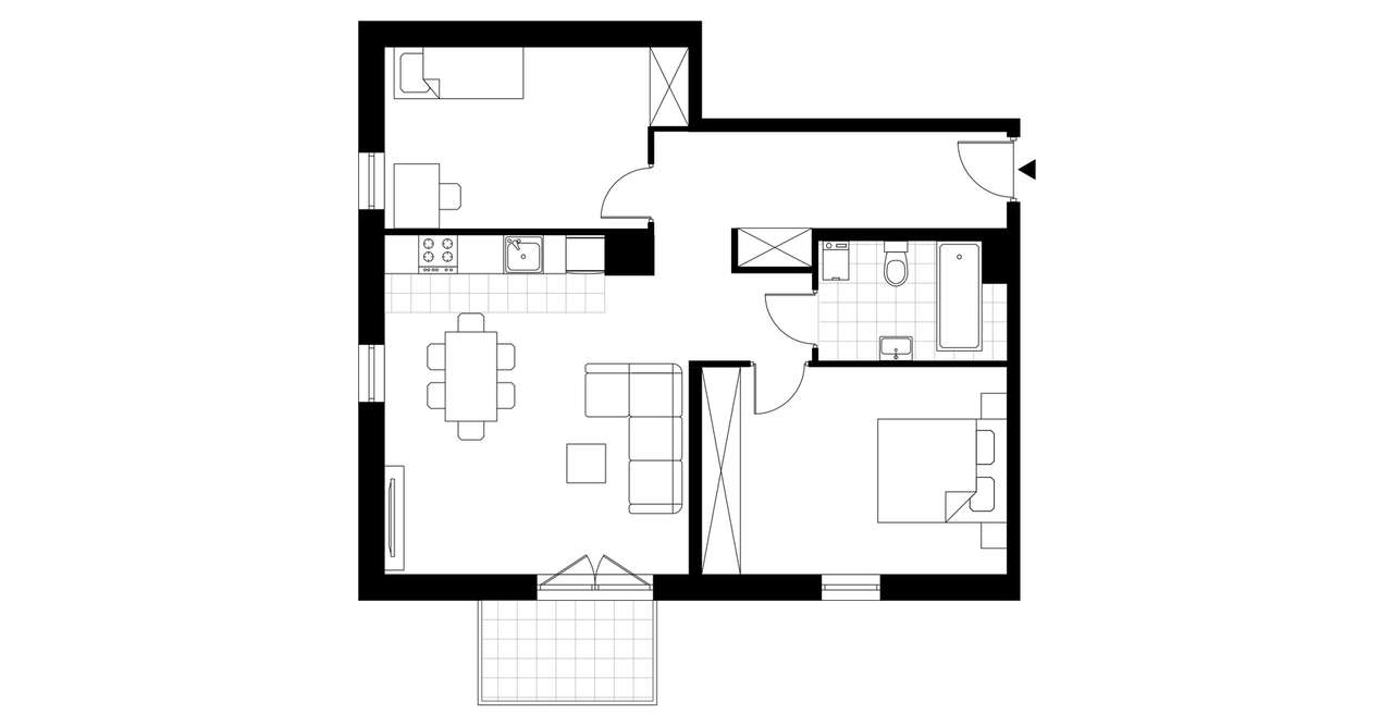 3-pokojowe mieszkanie 68m2 + balkon - Pełny obrazek: 3/7