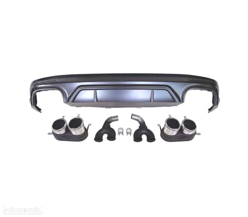 DIFUSOR AUDI Q5 S LINE 18-20 LOOK SQ5 + PONTEIRAS DE ESCAPE CROMADO - 2