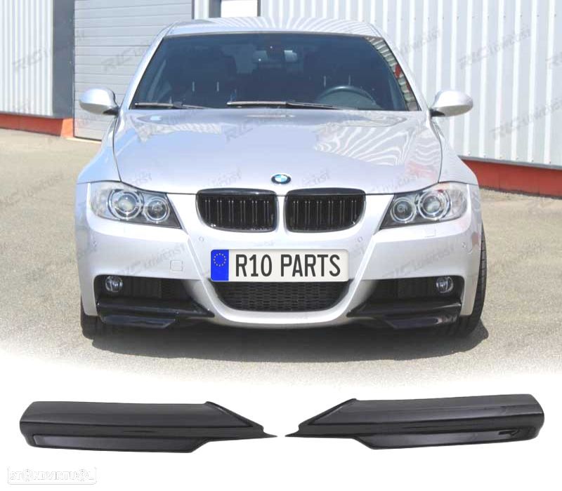 SPLITTERS PARA-CHOQUES FRONTAL BMW E90 E91 05-08 LOOK M PRETO BRILHANTE - 1