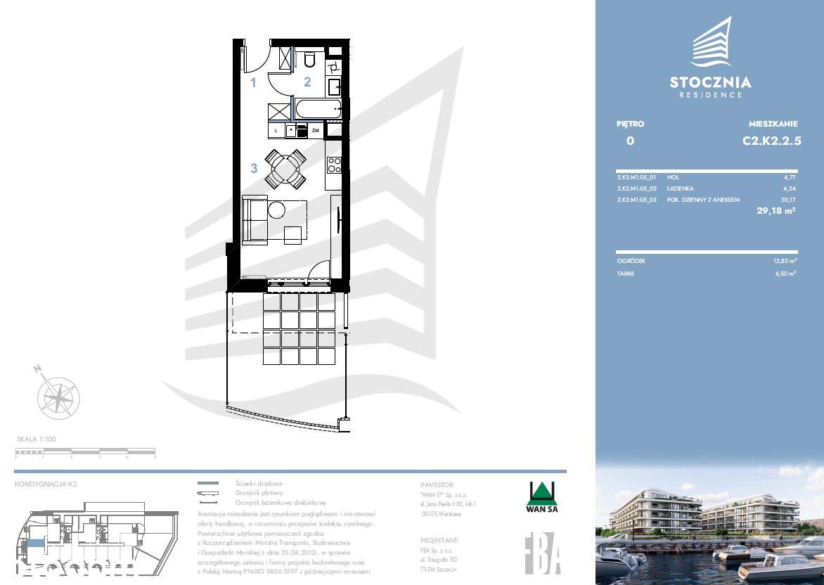 Mieszkanie 29,18 m2 + ogródek + taras | Stocznia Residence