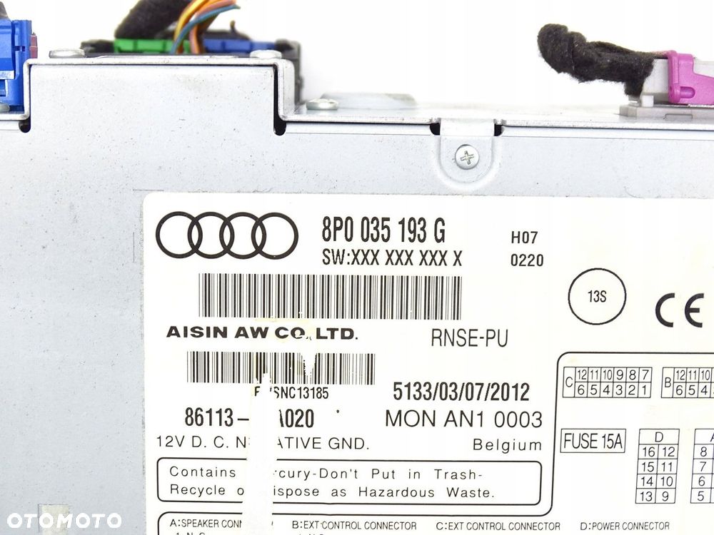 RADIO NAVI NAWIGACJA MMI MULTIMEDIA RNS-E PLUS AUDI A3 8P LIFT 8P0035193G - 5