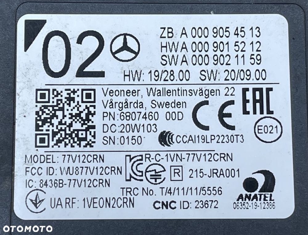 MERCEDES S-KLASA W222 20- RADAR CZUJNIK MARTWEGO POLA A0009054513 - 3