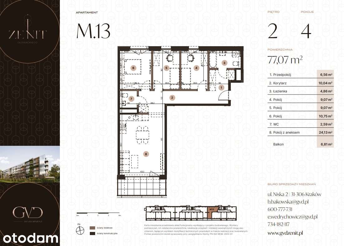 4 pokoje | 77,07 m² | 2. piętro | balkon | ZENIT