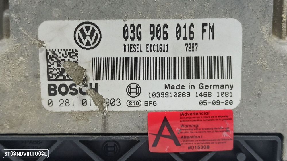 CENTRALINA DO MOTOR UCE VOLKSWAGEN GOLF V BERLINA (1K1) HIGHLINE - 2