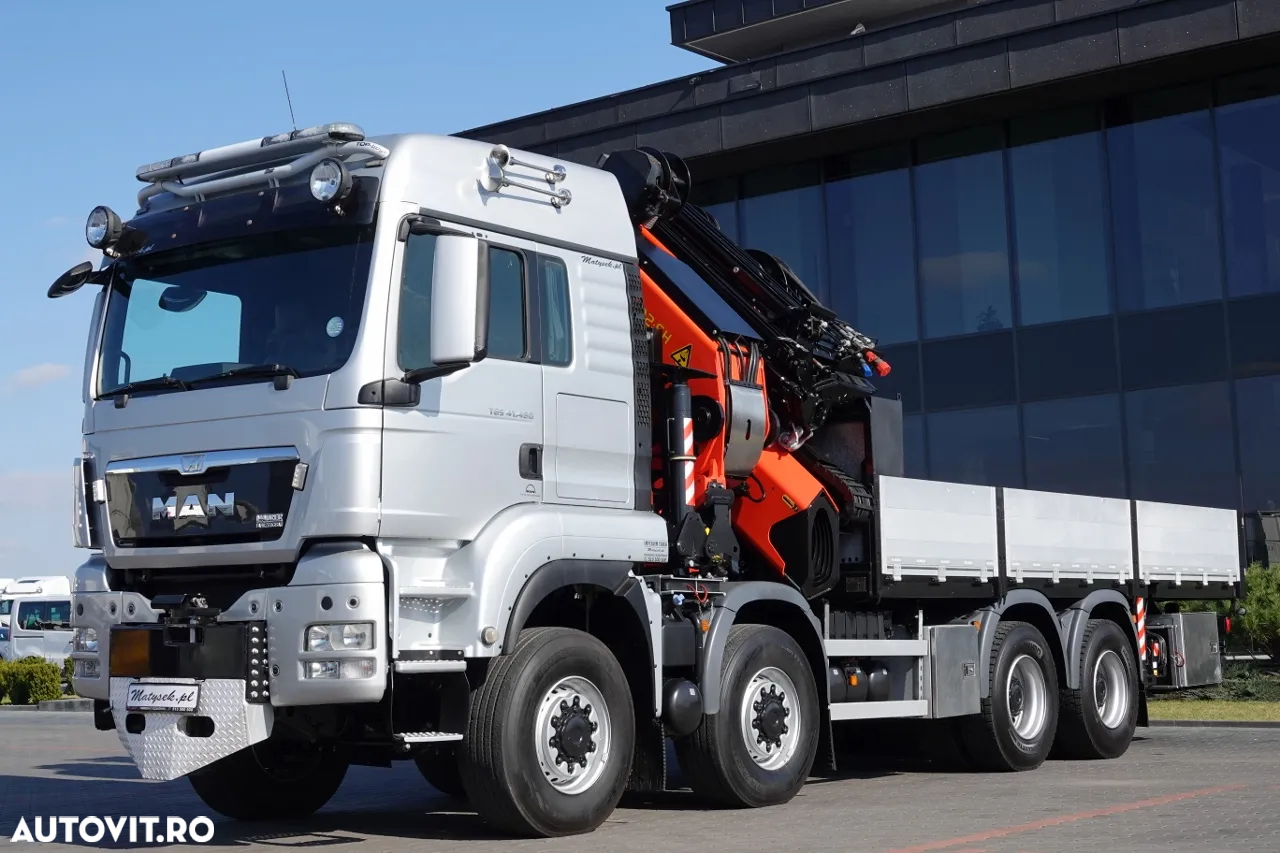 MAN TGS 41.480 / 8X6 / CUTIE + HDS PALFINGER PK 92002-SH F + FLY JIB 170 E / REACH 34 M / ÎNCĂRCARE MAX. 26.000 KG / RADIOCOMANDĂ / 5 SUPORTURI / 7 FUNCȚII / FULL SERVICE MAN / FULLINGER - 17