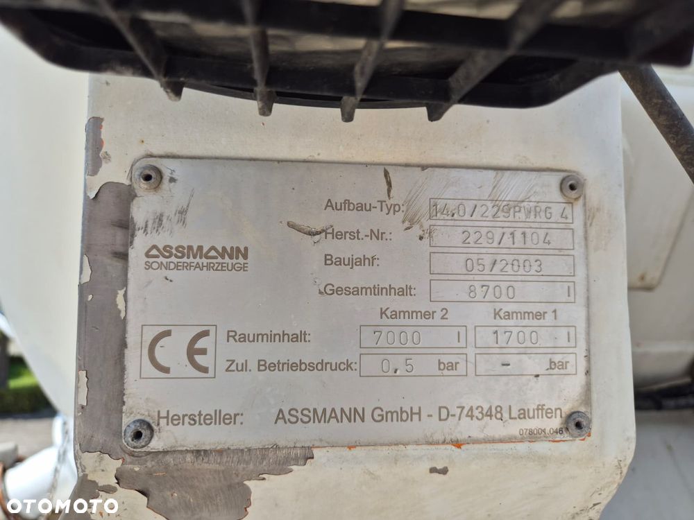 MAN FE 28.460 6X4 / WUKO / ASENIZACYJNY / ASSMANN / RECYKLING / 7000L + 1700L / NIE RDZEWKA BECZKA / SERWISOWANY / SOLIDNA ZABUDOWA / CZYSZCZENIE KANALIZACJI - 20