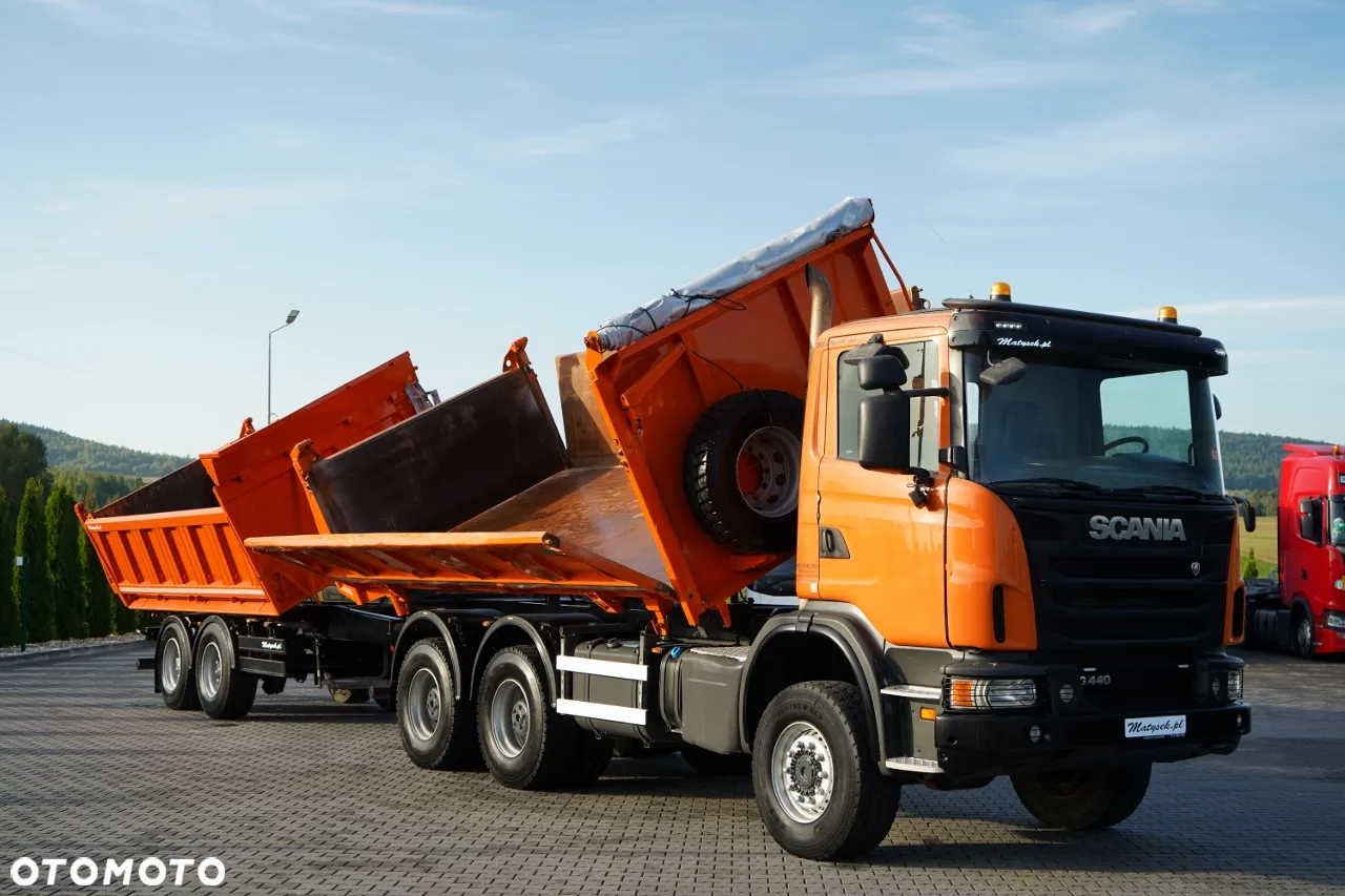 Scania G 440 / 6x6 / ZESTAW / WYWROTKA TRZY-STRONNA / 2X HYDROBURTA /PRZYCZEPA MEILLER / MANUAL - 10