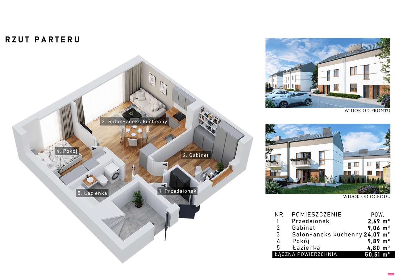 Kobyłka – 50,51 m² parter z ogródkiem + 2 miejsca postojowe - Pełny obrazek: 3/8