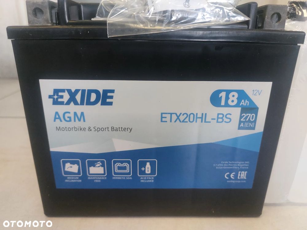 AKUMULATOR EXIDE ETX20HL-BS 12V 18AH 270A P+ AGM MOTOCYKLE QUADY KOSIARKI TRAKTORKI - 2