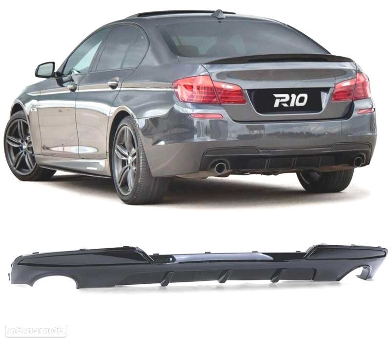 DIFUSOR BMW F10 F11 10-16 LOOK M PRETO BRILHANTE - 1