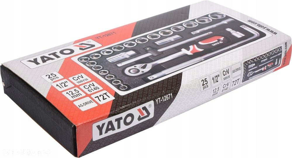 YATO ZESTAW NARZĘDZIOWY KLUCZY NASADOWYCH 1/2 25CZ KLUCZE NASADOWE YT-12671 - 4