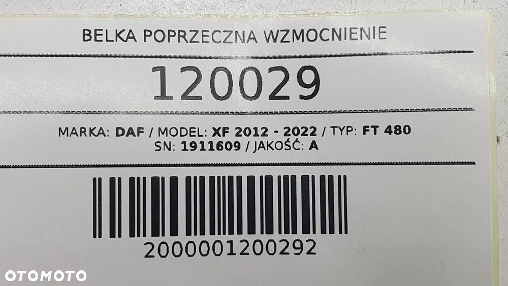 BELKA POPRZECZNA WZMOCNIENIE RAMY DAF XF 106 2021 EURO 6 1911609 - 7