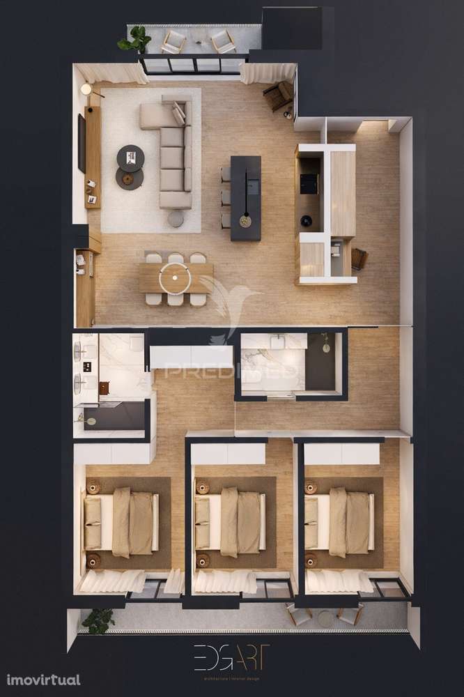 T3 Novo c/ Garagem | Condomínio de Luxo | Quinta Viana - Grande imagem: 5/8