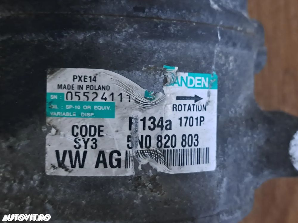 COMPRESOR CLIMA AC AER CONDITIONAT SANDEN ORIGINAL VAG VW Golf Passat Jetta Tiguan AUDI A3 Q3 SKODA Octavia SEAT Leon - Cod 5N0820803 - 4