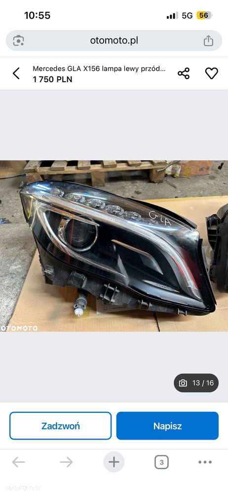 Mercedes Gla x156 maska błotnik lewy przód prawy przód błotniki - 13