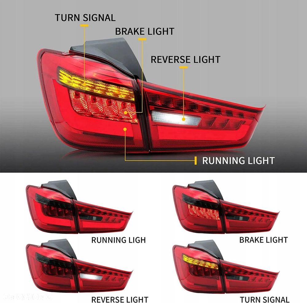 Lampy tylne kpl 4szt Full Led Tuning Red Smoke Mitsubishi ASX I 1 2010-2019 - 3
