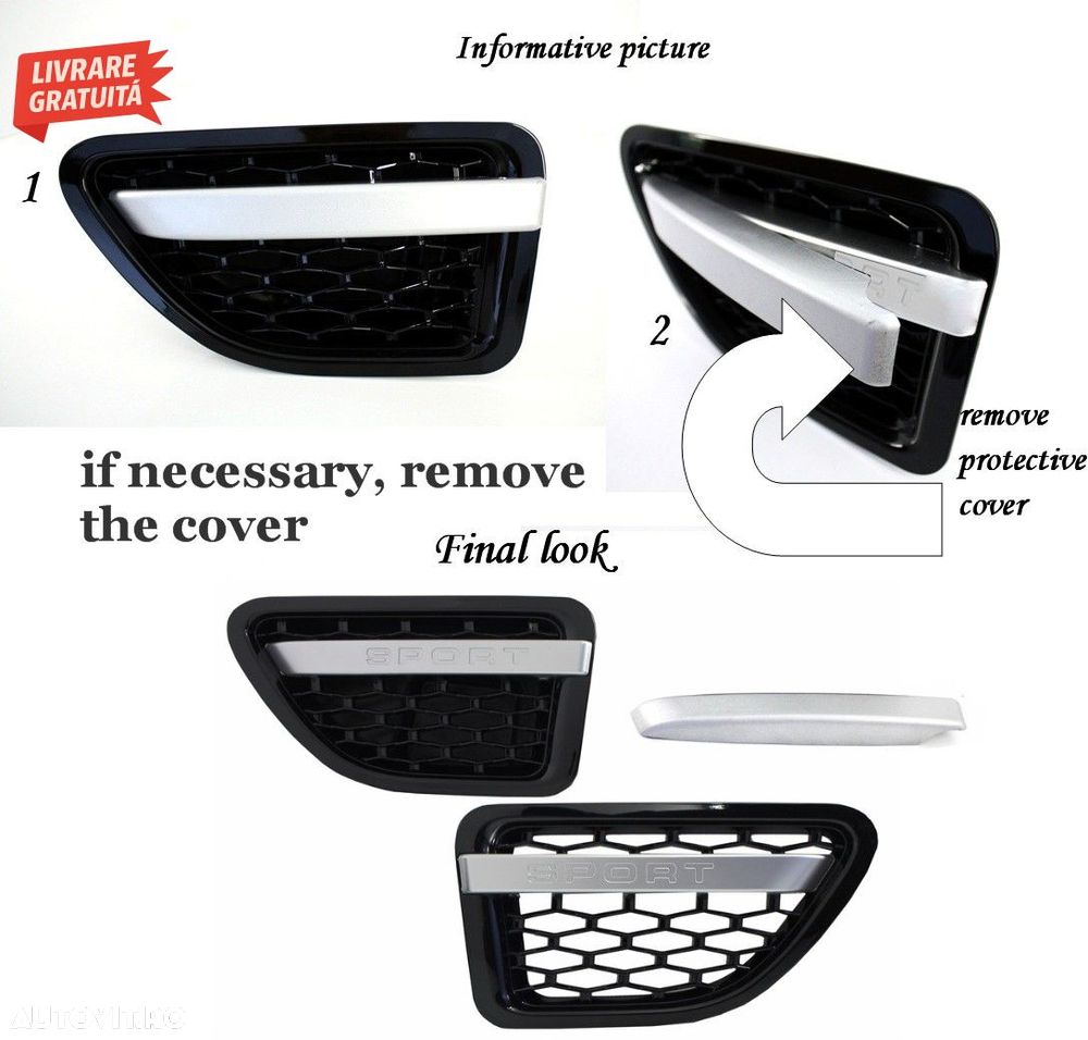 Ansamblu Grila Centrala si Grile Laterale Land Range Rover Sport L320 (2005-2008) - livrare gratuita - 12