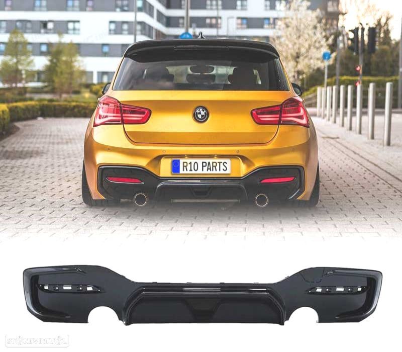 DIFUSOR TRASEIRO BMW SERIE 1 F20 F21 LCI 15- DUPLA SAIDA LOOK CS - 1