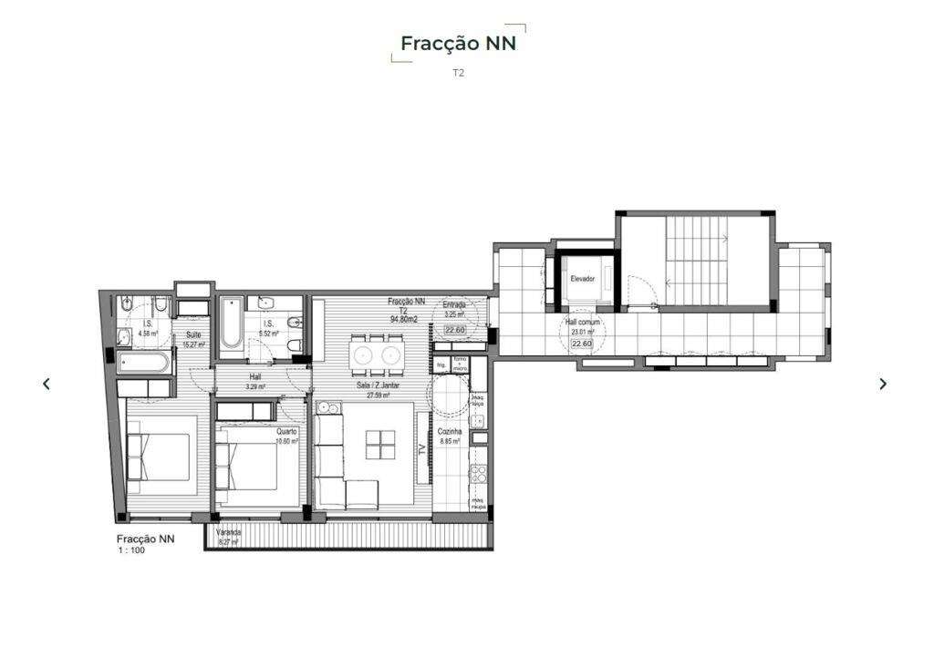 Apartamento T2 em Espinho de 100,00 m2 - Grande imagem: 2/2