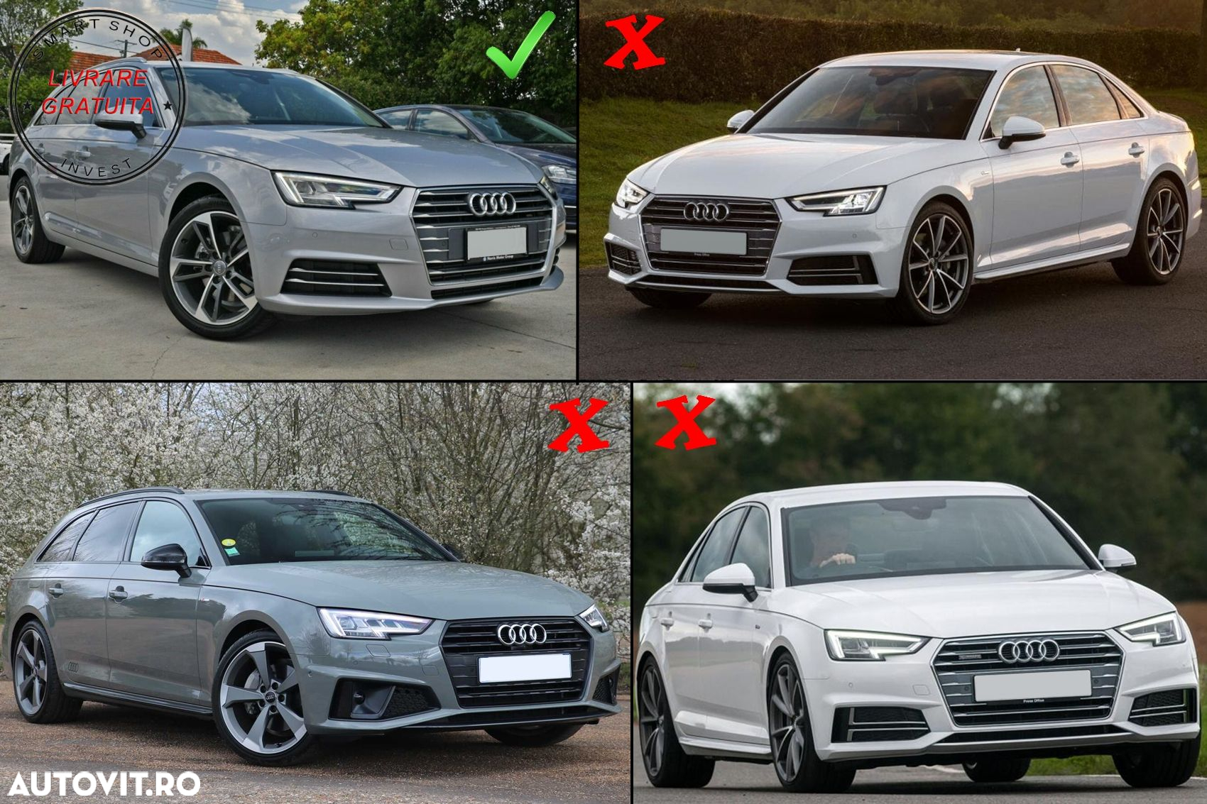 Grile Laterale Audi A4 B9 Sedan Avant (2016-2018) RS4 Design Crom- livrare gratuita - 5