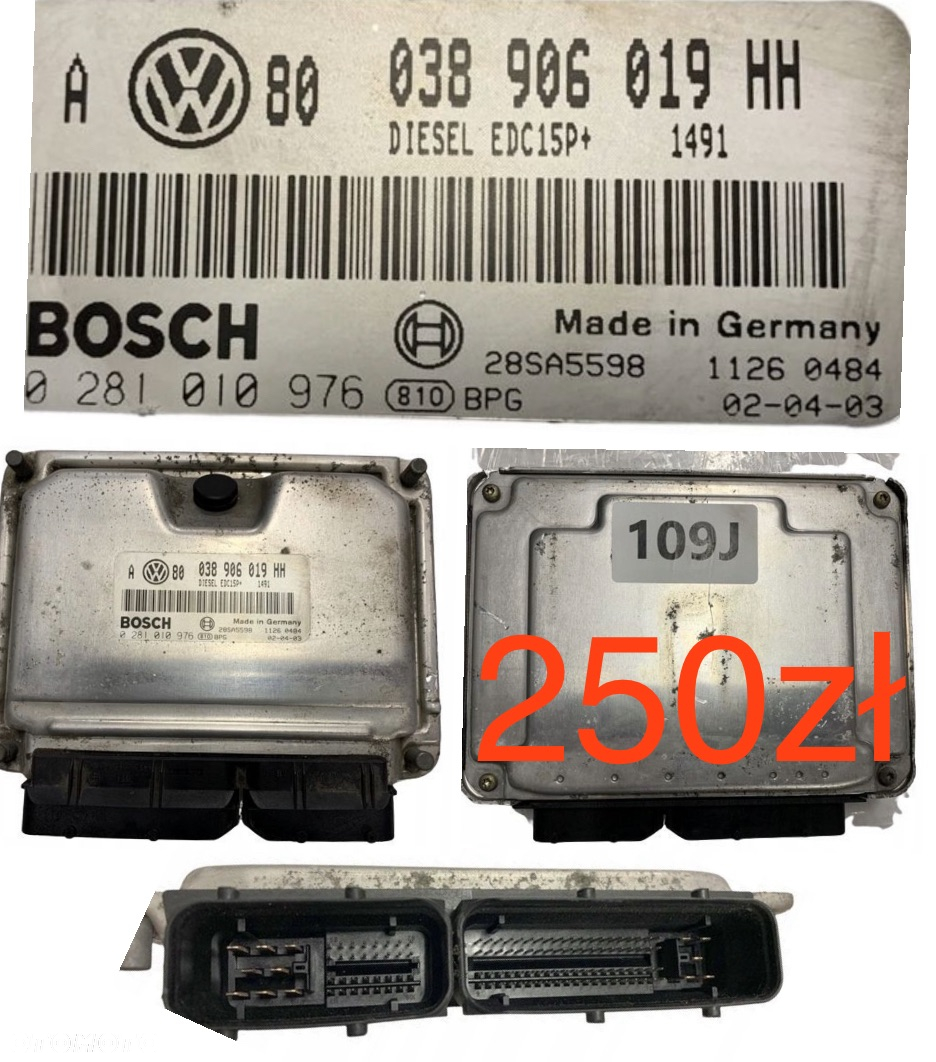 Sterownik komputer silnika Seat Leon Audi A1 1.4TFSi A3 A4 VW Golf 4 5 Bora 1.9 ARL 2.0TDI Passat B5 B6 B7 Skoda Superb Fiat Siena Palio 1.2 Mazda 6 2.2 CiTD Seat Exeo 2.0 TDi ORYGINAŁ. - 2
