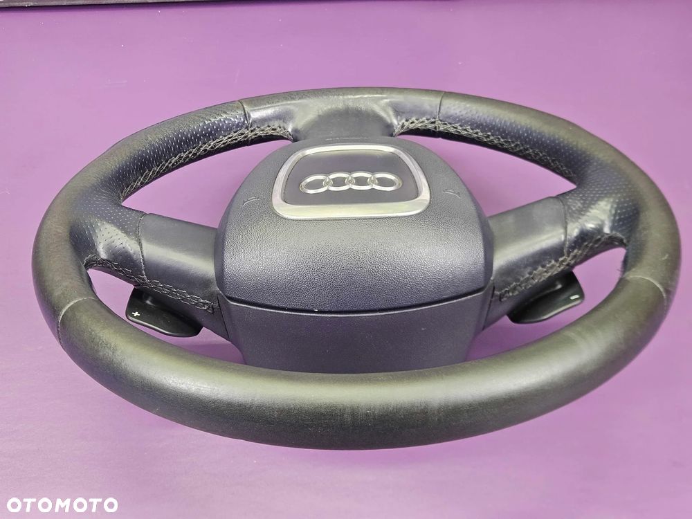 Kierownica Trzy 3 Ramienna Czarna Pikowana Skóra Łopatki Automat Air Bag Poduszka AUDI A6 C6 A4 B7 A3 8P - 9