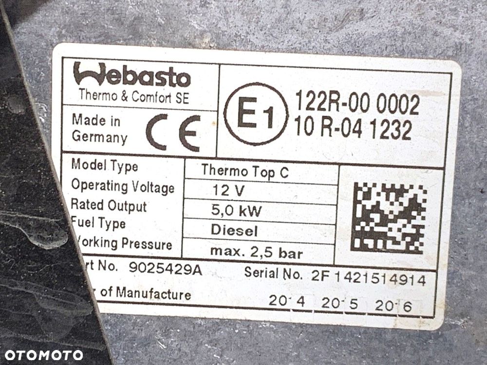 WEBASTO  VW TRANSPORTER V Autobus (7HB, 7HJ, 7EB, 7EJ) 2003 - 2015 1.9 TDI 75 kW [102 KM] olej - 6