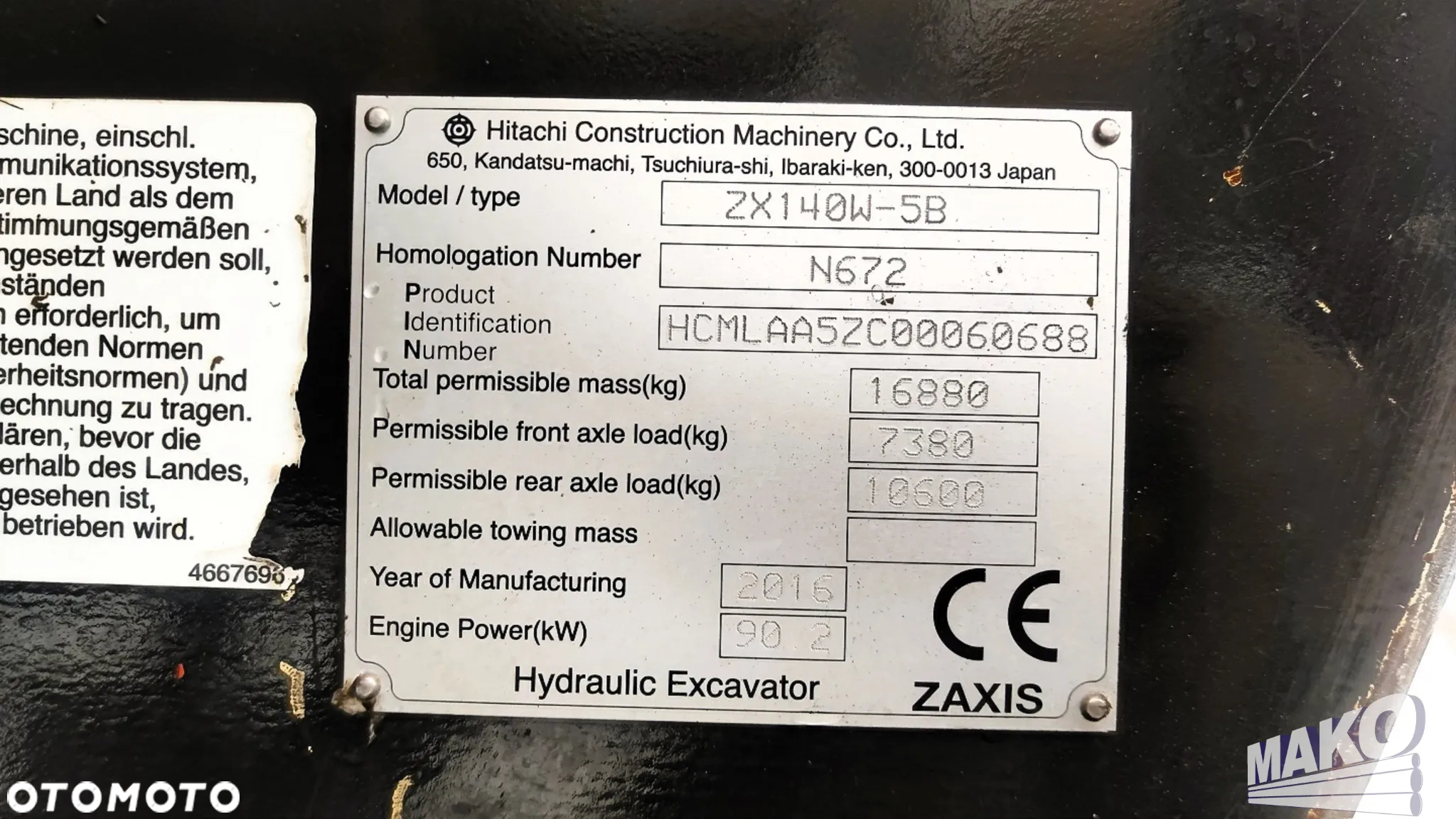 Używany Hitachi ZX 140 2016 - 228 000 PLN - Otomoto.pl