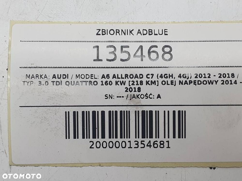 ZBIORNIK ADBLUE POMPA AUDI A6 C7 ALLROAD 3.0 TDI 218KM QUATTRO 4G0131969G - 6