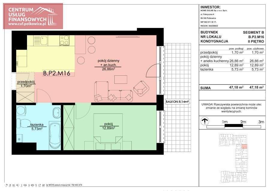 2 pok. 47,18 m2 Nowe budownictwo, Polkowice