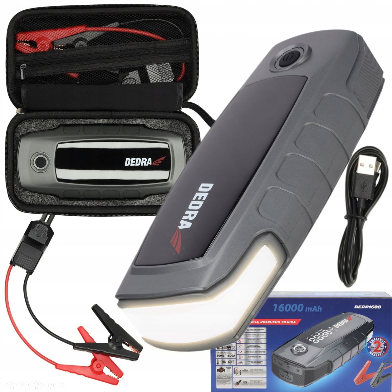 DEDRA URZĄDZENIE ROZRUCHOWE POWERBANK BOOSTER JUMP STARTER 16000MAH 1600A - 15
