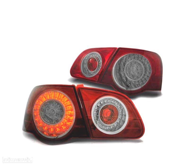 FAROLINS TRASEIROS LED PARA VOLKSWAGEN VW PASSAT B6 3C LIMOUSINE 05-10 RED SMOKED VERMELHO FUMADO ES - 2