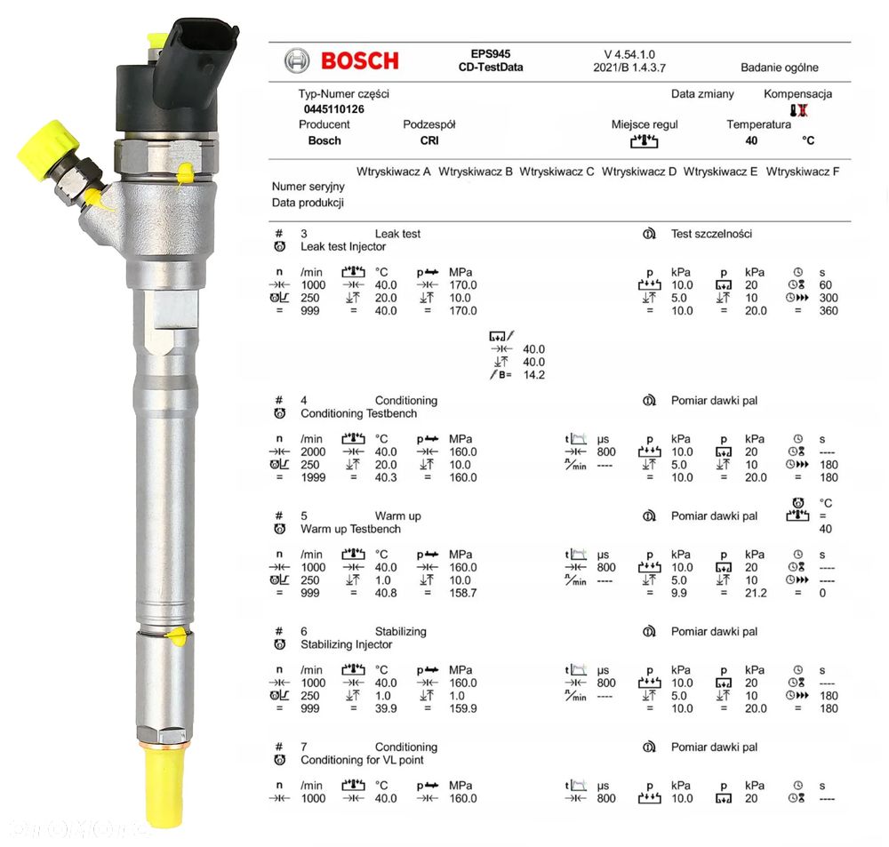 Wtryskiwacz Wtrysk 0445110126 Bosch Kia 2.0 - 4