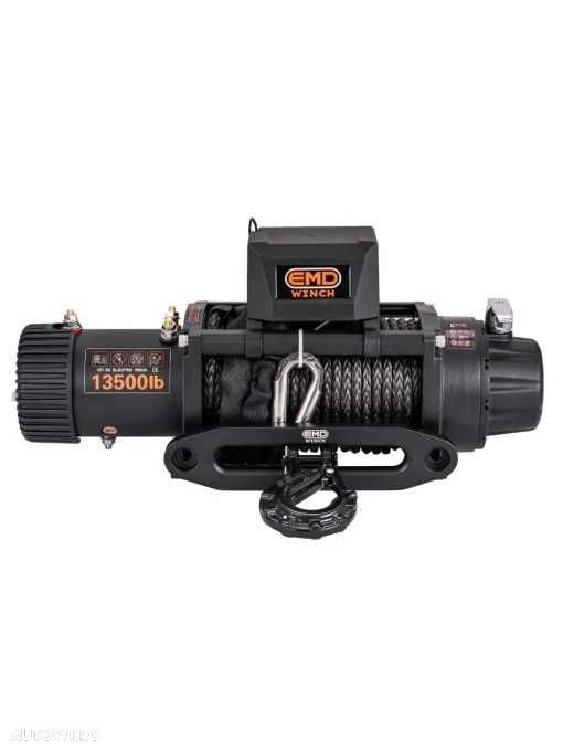 Troliu electric auto EMD Winch 13500lbs (6123kg), 12V, cablu sintetic, 25m, raport 150:1 - 4