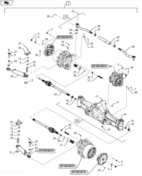 New Holland T6090 T6070 Oś 84357980 - 1