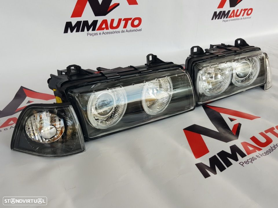 Faróis Angel Eyes BMW E36 Fundo Preto - 2