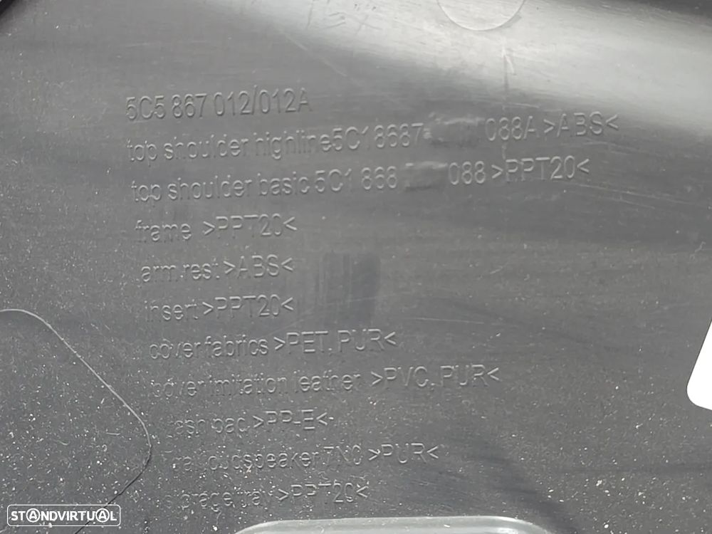 Quartela forra da porta direita originais para volkswagen beetle mk3 2012+ cabrio 5c - 5