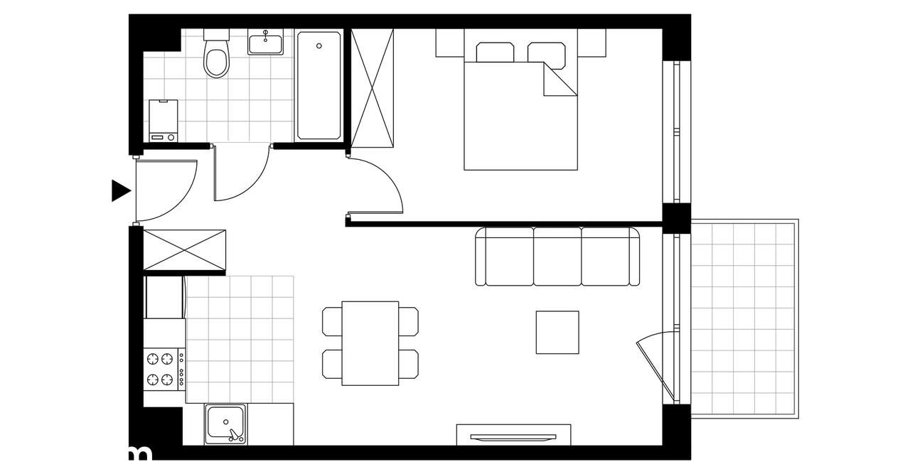 2-pokojowe mieszkanie 41m2 + balkon Bezpośrednio - Pełny obrazek: 3/13
