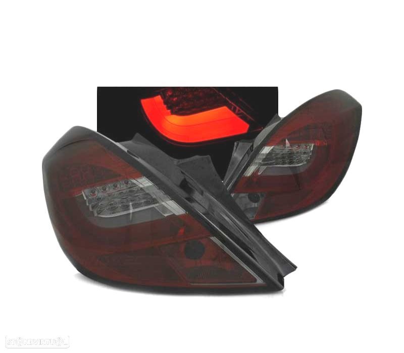 FAROLINS TRASEIROS LED PARA OPEL CORSA D 3P 06-14 RED SMOKED VERMELHO FUMADO ESCURECIDO - 1