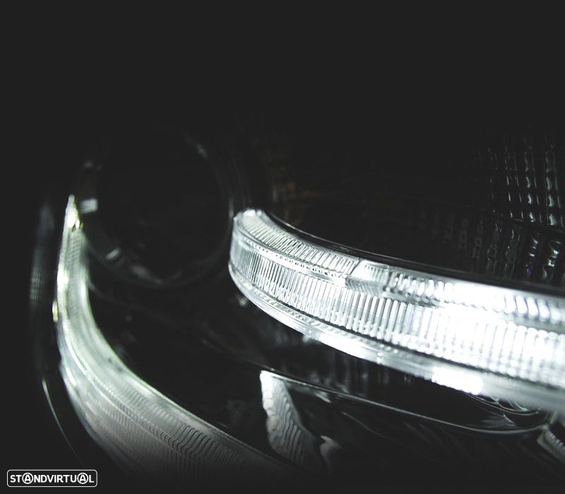 FARÓIS FRONTAIS PARA AUDI A4 B8 07-11 LUZ DIURNA FUNDO CROMADO - 3
